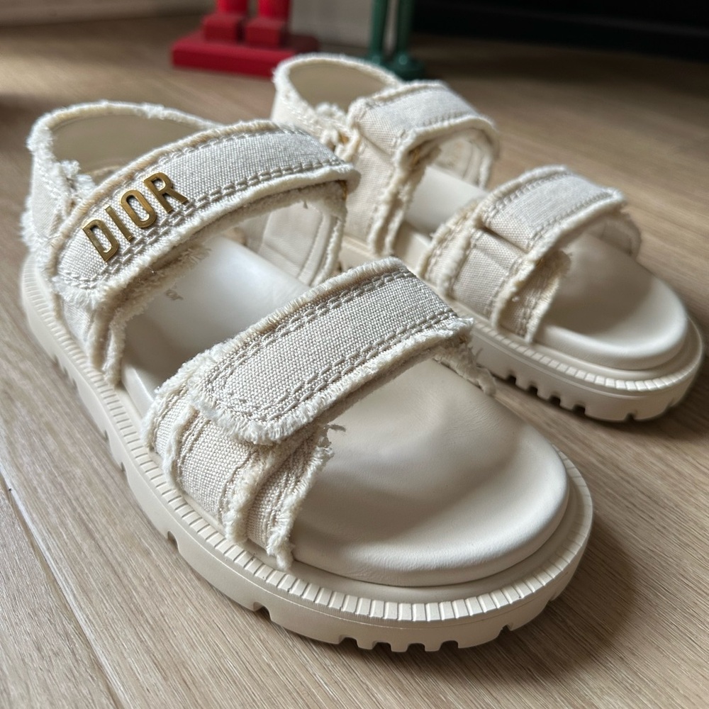 Dioract Sandal Ecru Fringed Cotton Canvas Size 37.5